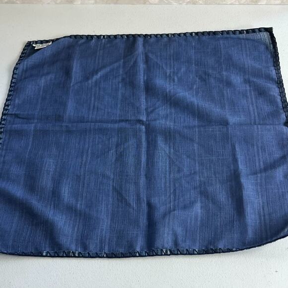 Iza Silva Indigo Blue Stripe Table Napkins Set of 2 Linen Blend 20" x 21" - Picture 3 of 9